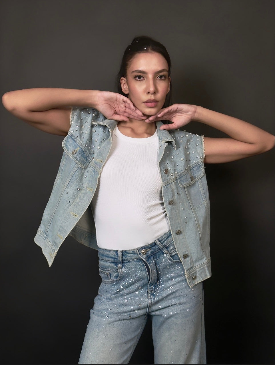 SCARLET HALF SLEEVE DENIM JACKET