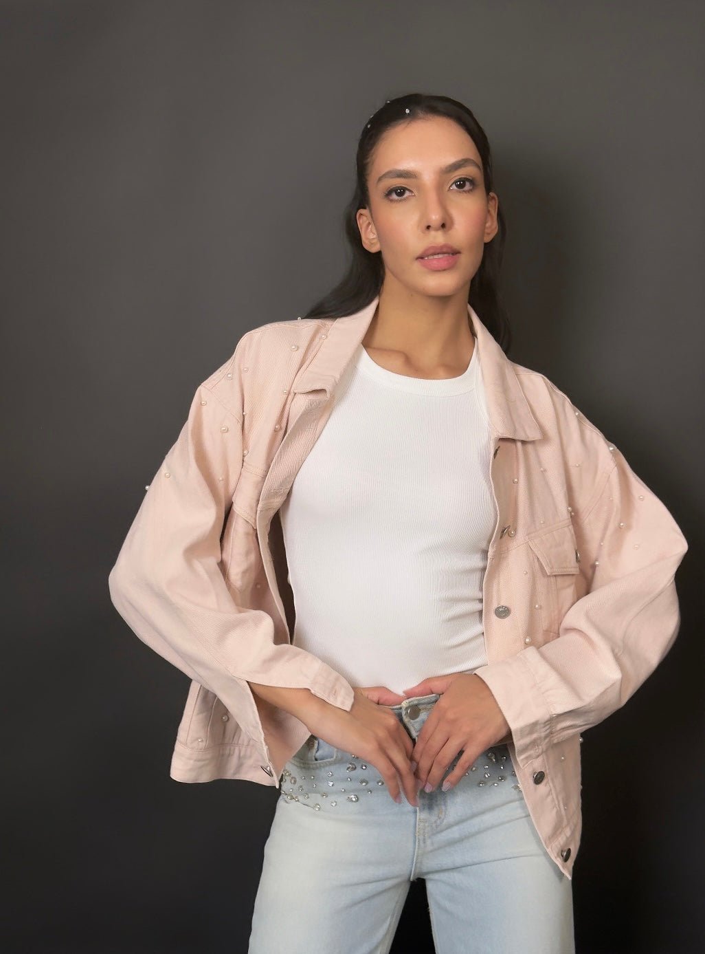 BLUSH PEARL RUSH DENIM JACKET
