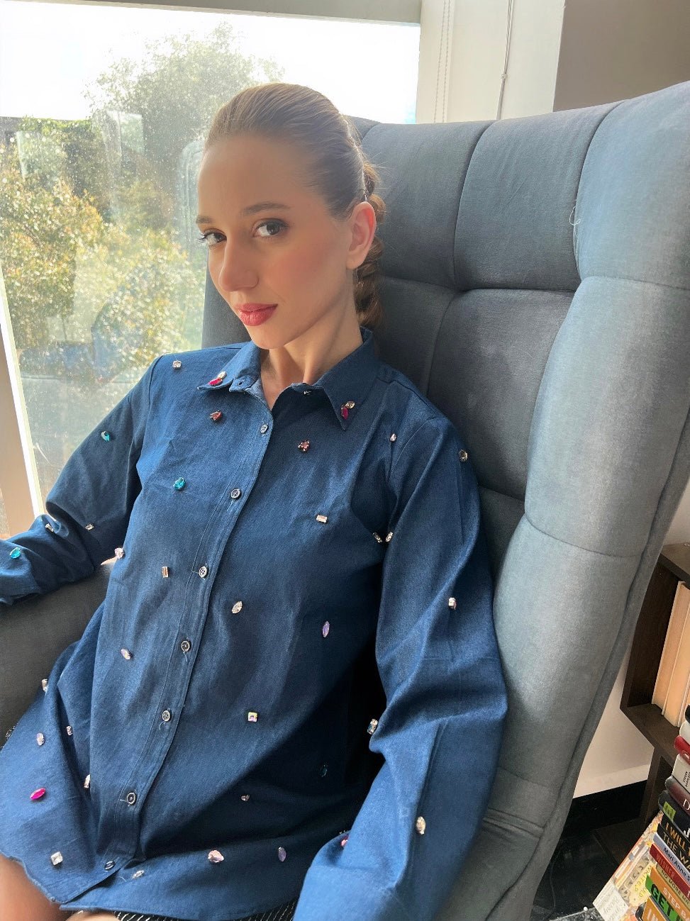 JEWEL POP DENIM SHIRT