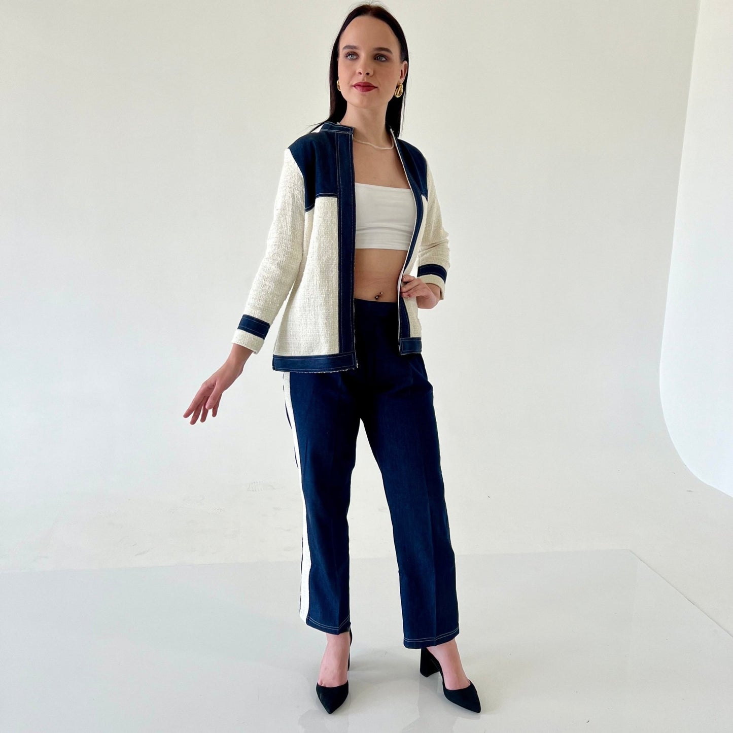 SERA TWEED DENIM COORD SET