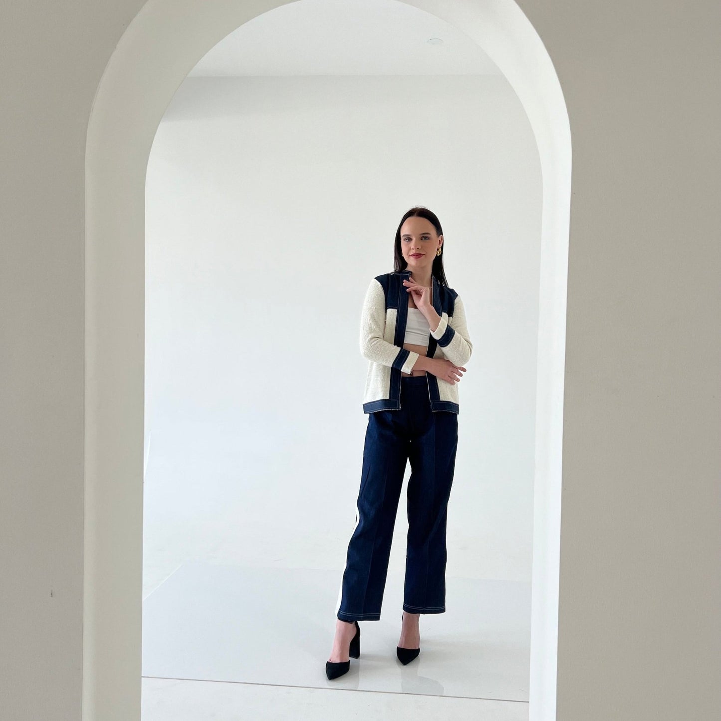 SERA TWEED DENIM COORD SET