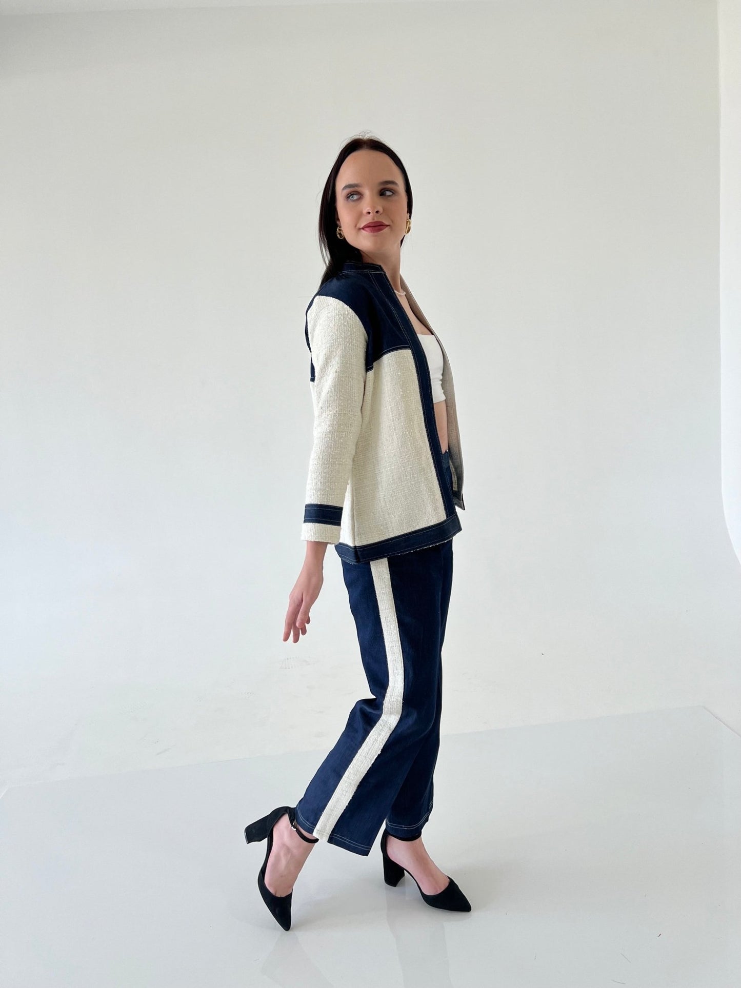 SERA TWEED DENIM COORD SET